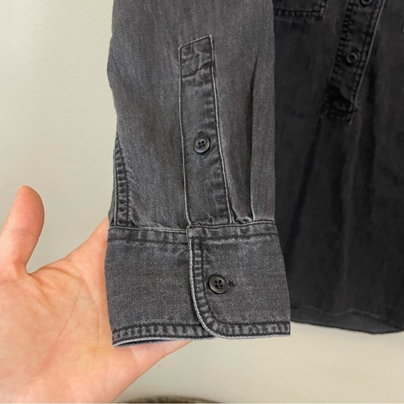 NWT Madewell Denim Popover Top Long Sleeve in Black Wash Size Small - Picture 7 of 14